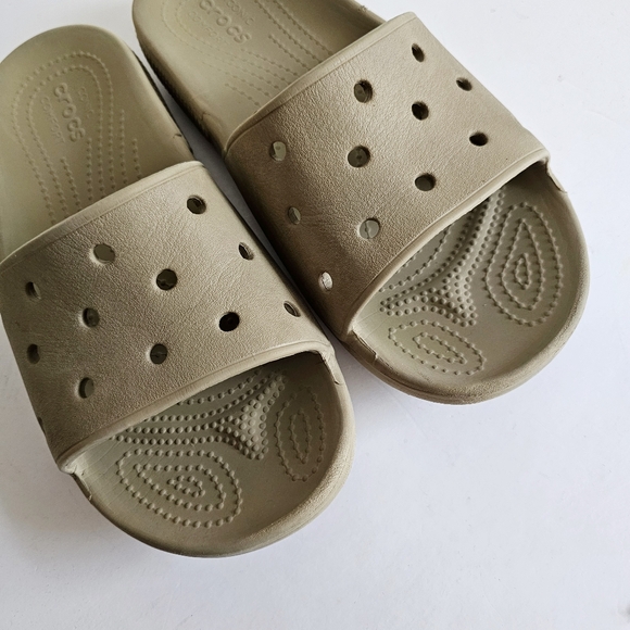 Crocs Iconic Comfort Classic Slide v2 Unisex Size M 9 / W 11 Taupe Slides Clog - Picture 6 of 14